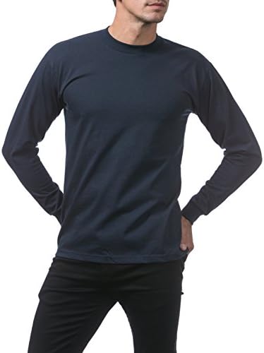 Мъжка тениска Pro Club от 3 опаковки от тежък памук, с кръгло деколте и дълъг ръкав