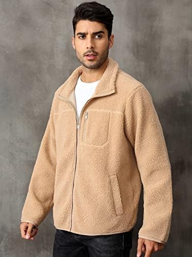 Мъжки яке Xinbalove Якета за мъже, плюшевое палто с цип (Цвят: camel, Размер: Средно)