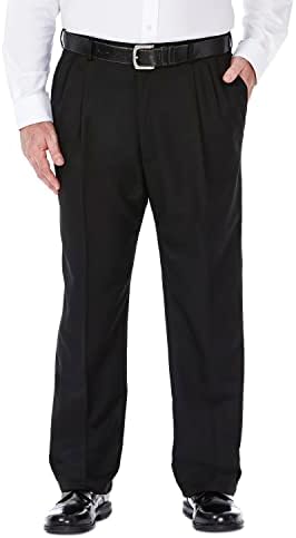 Готини мъжки панталони Haggar 18 Със Скрита Разширяване на Предната Складкой на талията - Обичайните размери, както и по-Големи