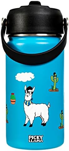 Бутилка за вода с вакуумна изолация Picky Llama от неръждаема стомана (Llama Kids Пинк, 12 унции)