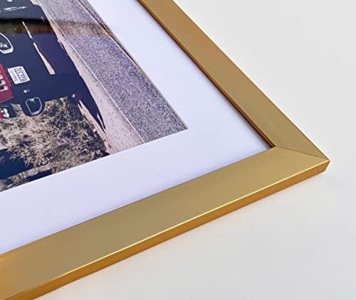 Рамка за снимки skyDrama 20x24 от злато - с полиран оргстеклом - Хоризонтален и вертикален формати за стената с приложената фитинги за окачване