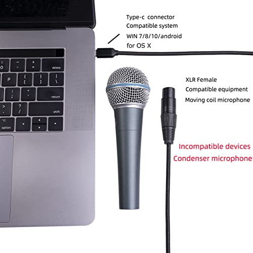Dpofirs USB Конектор C за XLR Кабел за свързване на микрофон USB C, Тип кабел C за свързване на микрофон XLR, Студиен аудио