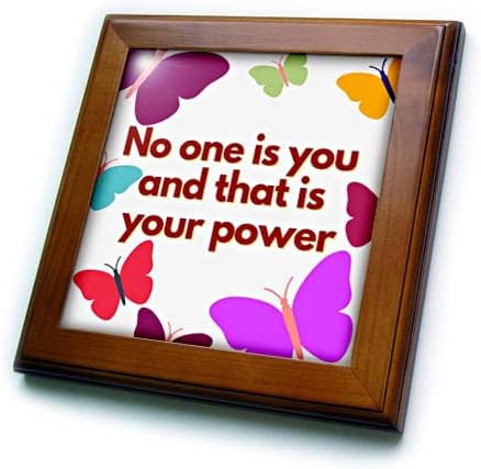 Триизмерно изображение на пеперуда с надпис No one is Your Power - плочки в рамка (ft-374790-1)