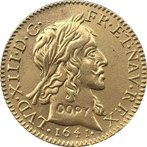 24-Каратная Позлатен Копие Монети 1641 г. Франция на Луи XIII Копие Подарък за Него