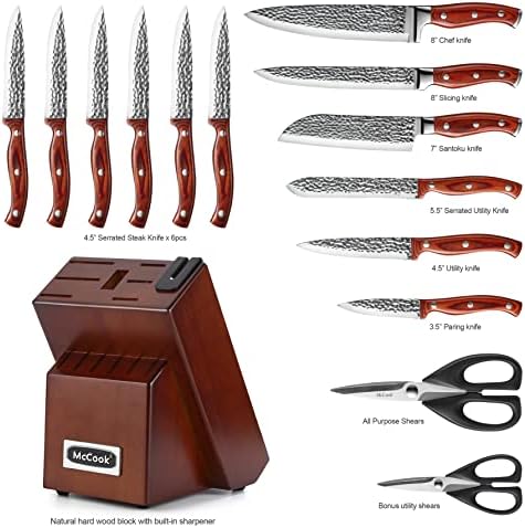 Комплекти ножове McCook® MC25P + Комплект от 4 бамбукови разделочных дъски MCW11 (големи, 17 инча 11,4 дюйма0,8 инча)
