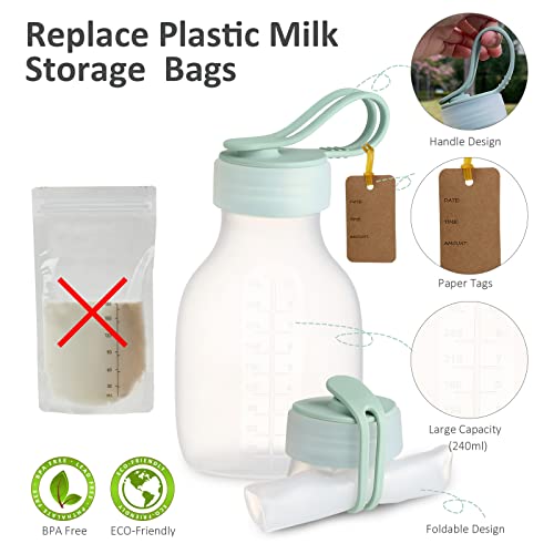 AULEGE 4 бр. Силиконови Торбички За съхранение на кърма, за Многократна употреба Запечатани Пакети За съхранение на млякото Във фризера, Контейнер за съхранение на кър