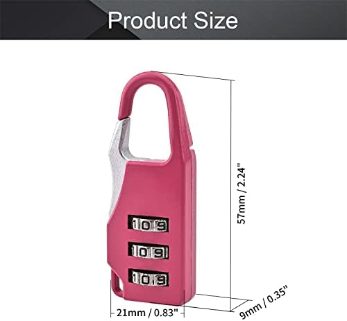 Окачени заключване MroMax с 3-значными Комбинации, Сигурен Шифровальный Заключване, Мини-Брава от С сплав, Сбрасываемый, Розови ключалки (1 опаковка)