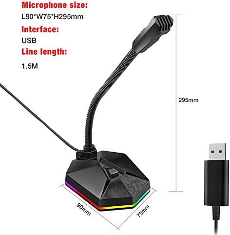 микрофон Настолен Капацитивен Микрофон USB намаляване на шума Компютърен Микрофон със Светлинен ефект за игри на Живо