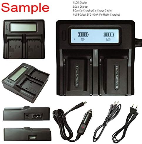 Двойно зарядно устройство Ismartdigi LPE10 LCD с зарядно за кола кабел + американски кабел за батерия Canon LP-E10 EOS 1100D T3