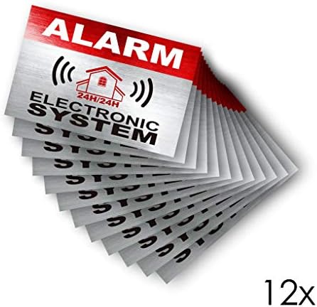 imaggge.com 12 x Стикери с предупредителни знаци алармени системи - Аларма - Електронна система за вътрешно и външно ползване