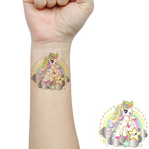 Glaryyears Метални Временни Татуировки за деца, 18 Опаковки Малки Златни Сребърни Етикети с Изкуствени Блестящи татуировки под формата