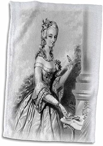 3dRose Florene Vintage - Френска Дама В Черно и бяло - Кърпи (twl-41593-1)