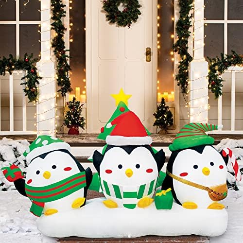Joiedomi Коледа Надувное Украса във формата на Пингвин е с Дължина 8 метра, на Надувное Украса за Двора, Осветени Три Пълни Пингвин