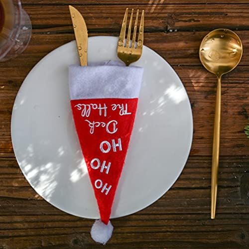 Cabilock декорация за масата за Хранене с 8 бр., Коледни Притежателите на Трапезно Сребро, Мини-Шапка на Дядо Коледа, Капак