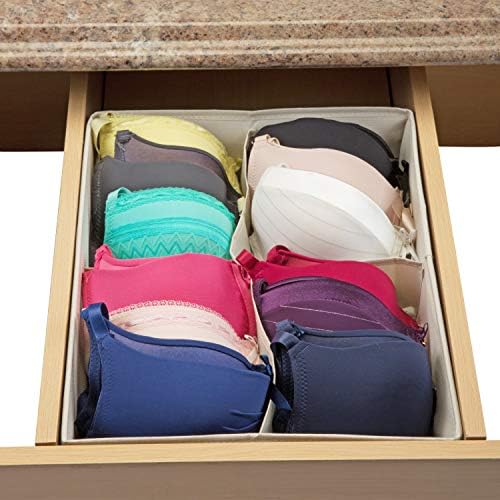 Опростен Органайзер с правоъгълно чекмедже, 2 опаковки, Подходящи за чорапи, Сутиени, Вратовръзки, Кофточек, детски дрехи и аксесоари, Бежов