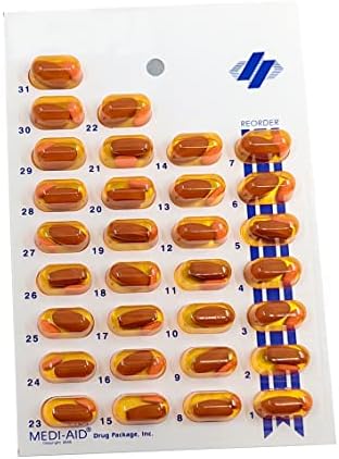 31-дневна Месечна опаковки лекарства за лечение на настинка в кехлибарена блистер, Системна карта за фоточувствителни таблетки, лесно се сгъва в книгата за еднокра?