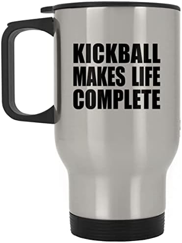 Designsify Kickball Изпълва с живот, Сребърен Пътна Чаша 14 грама, на Чаша от неръждаема Стомана С Изолация, Подаръци за Рожден Ден,