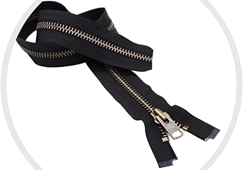 10 Разделителни цип за якето YKK Heavy Weight Black от антични месинг - Изберете си дълъг - Цвят: черен - Произведено в Съединените