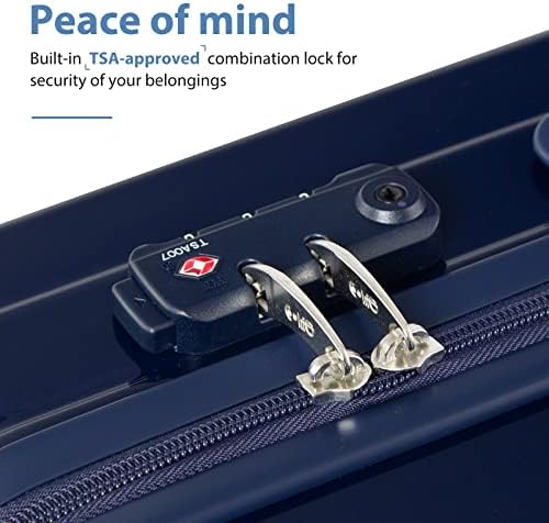 Багажното куфара Coolife, комплект от 3 теми, разтегателен (общо 28 инча), въртящи се в един куфар от ABS + PC с TSA заключване за носене 20 инча, 24 инча, 28 инча (розов сакура)