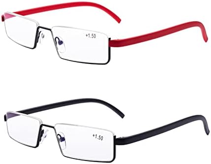 COVESATO, 2 опаковки, очила за четене в полурамке за мъже и жени, леки компютърни ридеры с преносим калъф 2.25