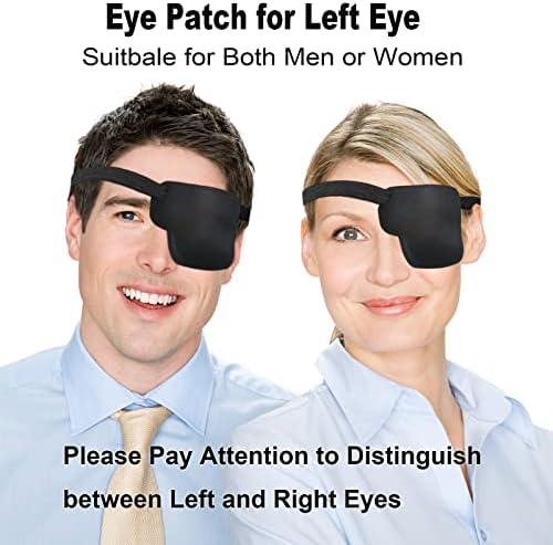 RIKEYO 2 елемента 3D Превръзка на Очите, за възрастни, Регулируем Медицинска Превръзка на Мързеливи Очи, Голяма Черна (Ляво око)