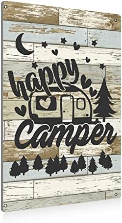 Забавни Лагерные Метални Консервени Означения Комплект от 4 Стенни Художествени Декори Реколта Означения За Къмпинг Украса Къмпинг Happy Camper Декор Подаръци