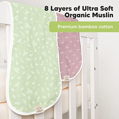 KeaBabies 5 опаковки салфетки за оригване от органичен плат и 2 силиконови нагрудников за бебета - Бял бамбук в памучна кърпа,