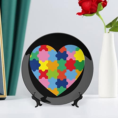 Информираността за Аутизма Сърцето на Керамични Декоративни Чинии от Костен Порцелан със Стойка Висящи Украшения Кът Чинии