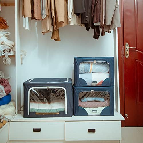 Tasmegol Сгъваема Кутия За съхранение на дрехи, Штабелируемый Шкаф с Прозрачен Прозорец, Контейнери-Организаторите, Кутии