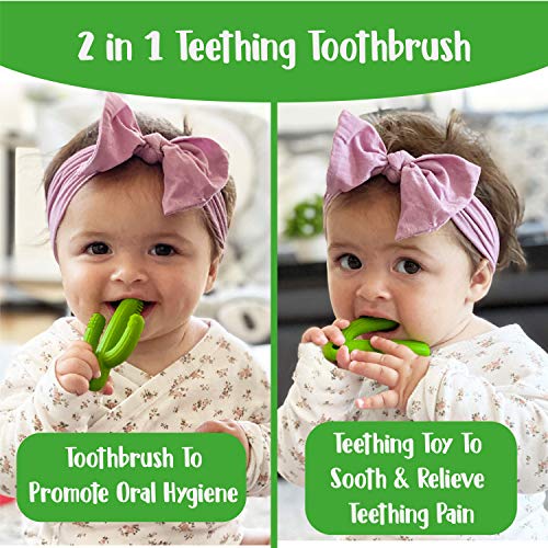 Детски играчки за никнене на млечни зъби Cactus за бебета 0-6 месеца или 6-12 месеца | Самоуспокояющиеся, които Правят Болка Меки Детски