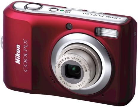 10-Мегапикселов дигитален фотоапарат Nikon Coolpix L20 с 3,6-инчов оптично увеличение и 3-инчов LCD дисплей (тъмно червен)