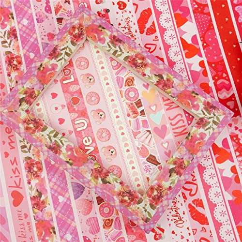 Розовата лента за васи AEBORN, Определени от 20 Роли Сладък тиксо за Васи, Декоративни ленти под формата на кавайного сърце, Идеална за водене на дневник, детски работи,