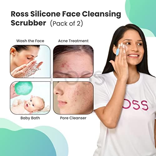 Силиконов Почистване скрубер Ross за лице за беля, Втирающий 1 Порция (опаковка от 2 броя), Синьо и зелено
