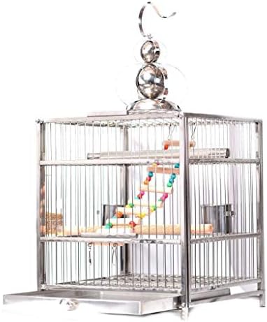 РАЗЗУМ Голяма Птичья Клетка Квадрата Покрив От Неръждаема Стомана Клетка За Отглеждане на Папагали Клетка За Къпане Зоотовары
