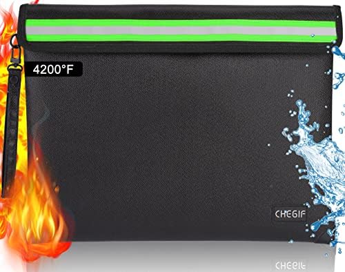 Огнеупорна чанта за документи с термоизолация 4200 ° F, 14,2 На X 11 Водоустойчив Огнеупорна чанта с светоотражающей ивица, Пожароустойчива Безопасна чанта за съхранени?