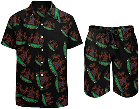 Герб Лесото Мъжки Хавайски Комплект от 2 теми, Ризи с къс ръкав копчета, Плажни Панталони на Свободния Намаляване, Тениски, Спортен