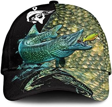 Бейзболна шапка за Любителите на Риболова, Регулируем бейзболна шапка с 3D Принтом възстановяване на предишното положение, Подаръци
