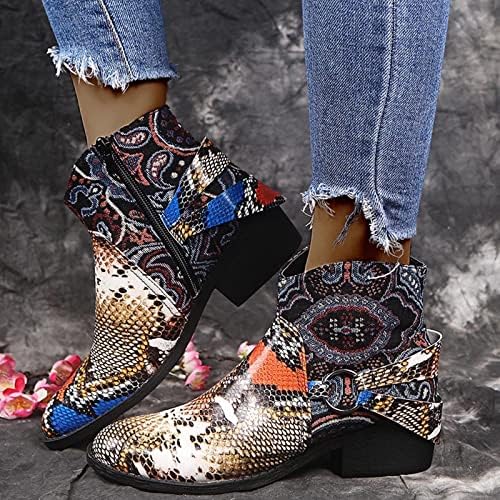 Дамски туристически обувки с поддръжка на глезена, артистична обувки с квадратни пръсти, ежедневни обувки кожени Челси впечатлява със своя