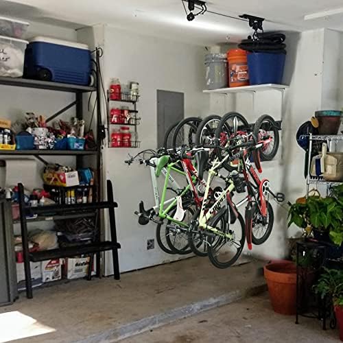 Стойка за гараж Wallmaster Bike Rack, Монтиране на стена, Организация за съхранение на 5 Велосипедни Закачалки, Вертикални Колоездене, куки, за да пести място в помещението (8