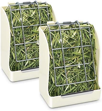 Подвесная ясла за сено за зайци от 2 опаковки /Опаковка сено за люцерна / Запазва трева, Чист и свеж, Намаляване на количеството на отпадъците / е Подходящ за зайци, Мо