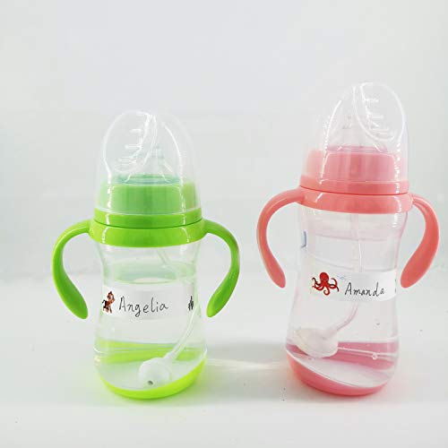 Етикети за бебешки бутилки, Водоустойчиви етикети за дневни грижи, Самозалепващи с надпис Различни размери и цветове, могат да се мият в съдомиялна