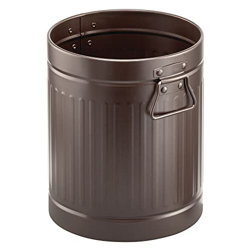 mDesign Стоманена Метална кош за отпадъци с обем 2 Литра / 7 литра, кофа за Боклук с дръжки за Баня, Кухня, Спалня, Офис - За отпадъци, Отпадъците, процеса на рециклиране - Б?