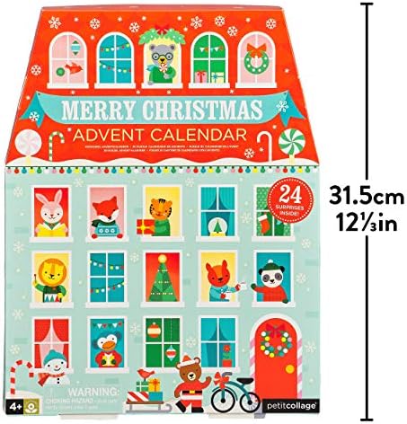 Поп Коледен адвент-календар Petit Колаж за деца – Играчка Адвент-календар за деца от 4 години – Включва 24 Характер, коледна украса от рециклирана хартия