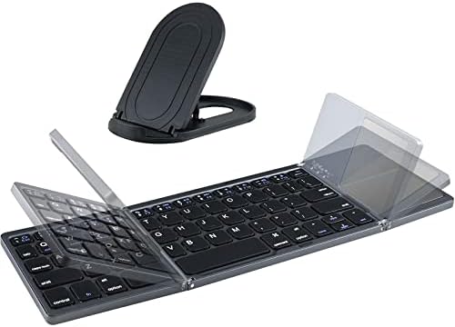 Сгъваема Bluetooth клавиатура JPHTEK със сензорен панел - Преносима Безжична клавиатура с поставка-държач (стойка + сгъваема Bluetooth клавиатура)
