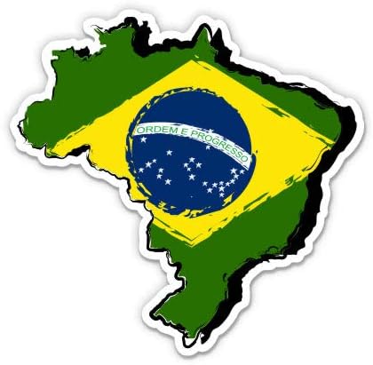 Форма на хартата на Страната Бразилия - 3 Vinyl Стикер за автомобил, лаптоп, Бутилки за вода, Телефон - Водоустойчив Стикер