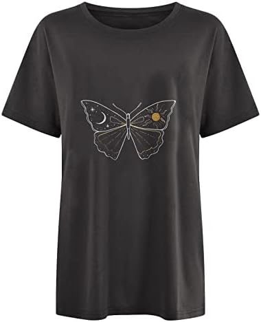 Дамски Ризи с дълъг ръкав, Свободна Женска Риза Оверсайз, Тениска С Принтом, Блуза с Лунна Пеперуда Свободно Намаляване на