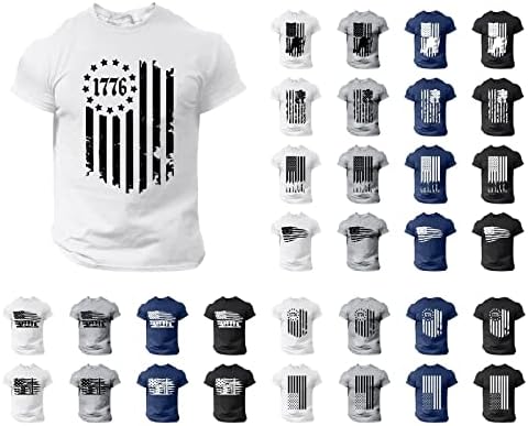 Мъжки t-shirt POLNHDLT, Мъжка Тениска с Мърляв Флага на САЩ, Патриотични Американски Тениски С Къс Ръкав, Тениска с Кръгло Деколте, Ден на