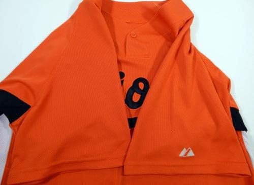 2007-08 Балтимор Ориолз Нейтън Моро #58 Използвана в играта Оранжева риза BP Ext ST 48 - Използваните в играта тениски MLB
