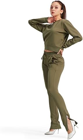 Женски спортен костюм Asoran от 2 теми, Облекла за бягане с цип отзад Дамски Блузи с дълъг ръкав, Панталони за почивка с цип