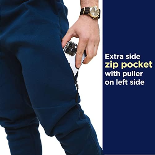 Q-Active Мъжки флисовые зауженные джоггеры за бягане - Удобни и стилни спортни панталони за ежедневието с 3 джобове (1 страничен